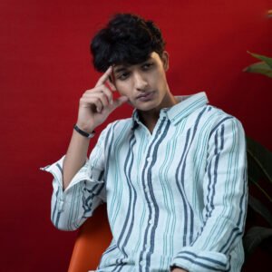 The White with multi colour Pinstripe Shirt