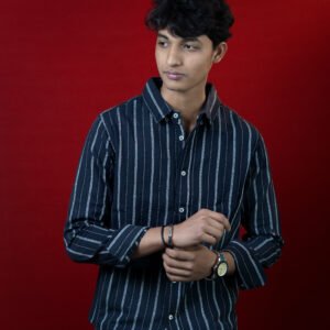 The Navy With White Pinstripes Classic Shirt