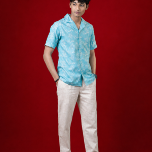 Men’s Cuban Collar Half Sleeve Shirt Palm Ocean – Zareve