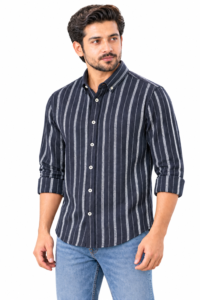 Navy blue stripe shirt