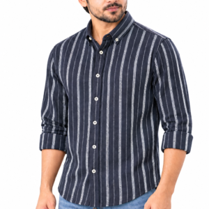 Navy blue stripe shirt